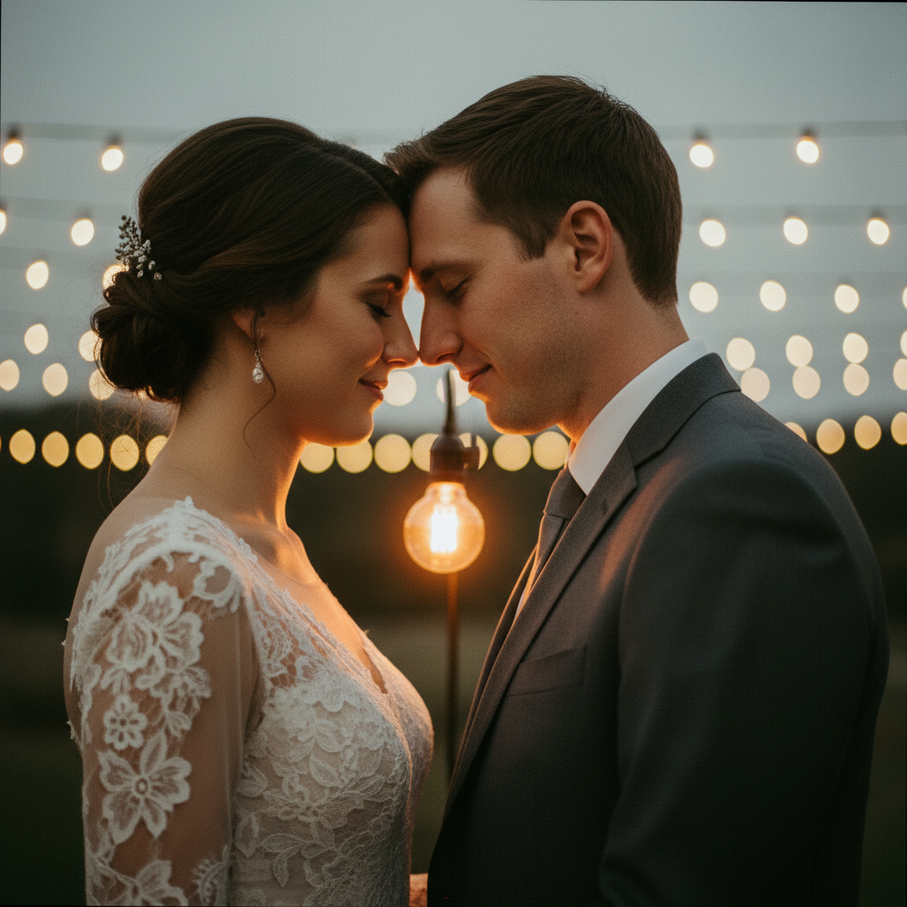 Couple silhouetted in golden hour